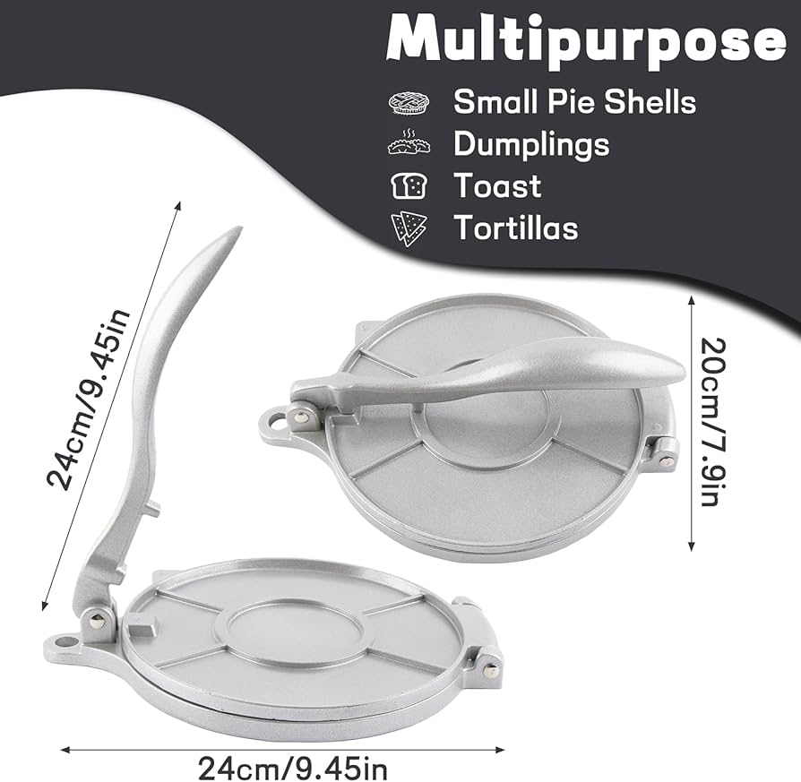 Chapati press , Tortilla Press Roti Maker,Aluminum Alloy Taco Press with Ergonomic Rotating Handle for Tortillas,Tacos,Burritos,Pizza and Dough ,Tortilla Maker Press Pan Heavy Restaurant Commerci