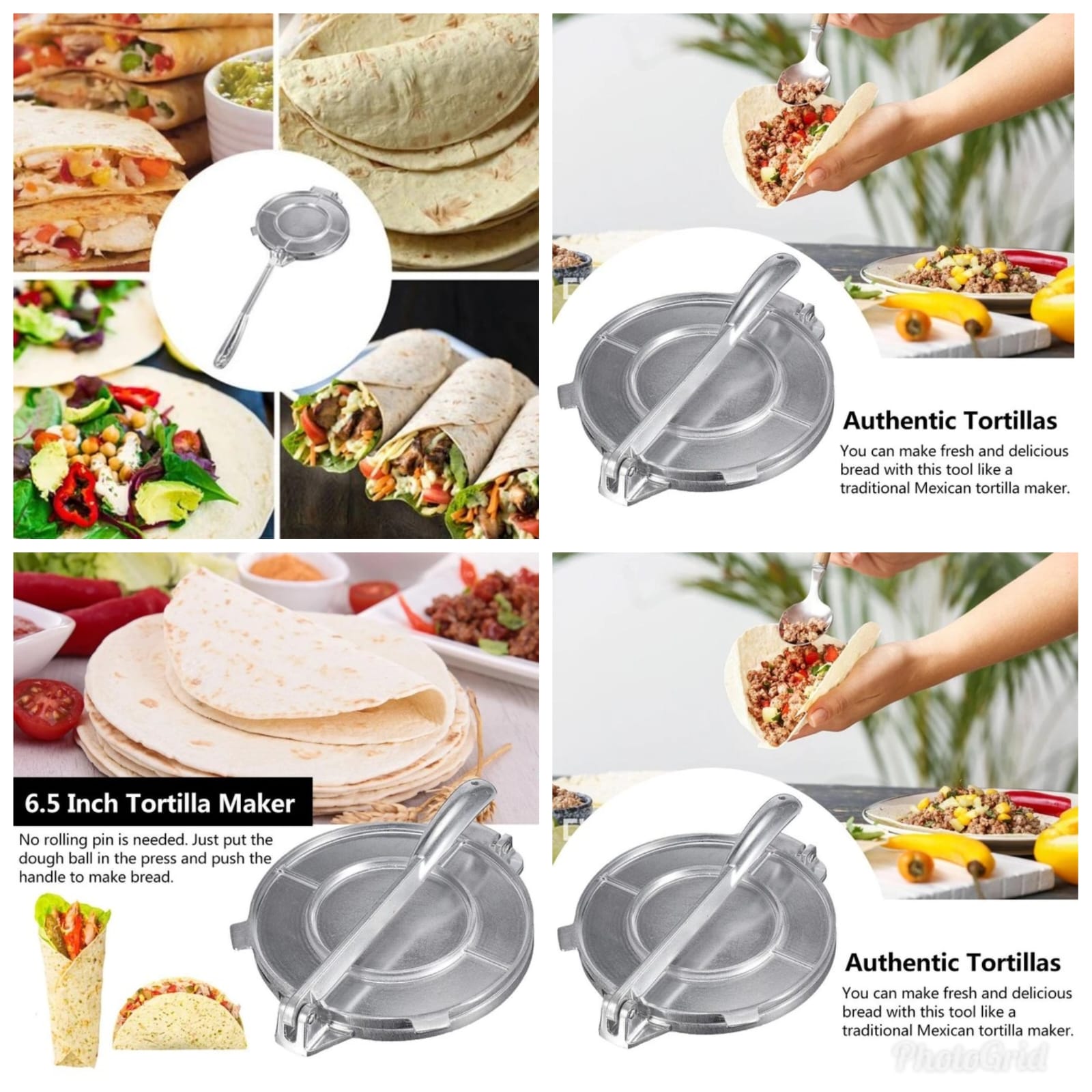 Chapati press , Tortilla Press Roti Maker,Aluminum Alloy Taco Press with Ergonomic Rotating Handle for Tortillas,Tacos,Burritos,Pizza and Dough ,Tortilla Maker Press Pan Heavy Restaurant Commerci