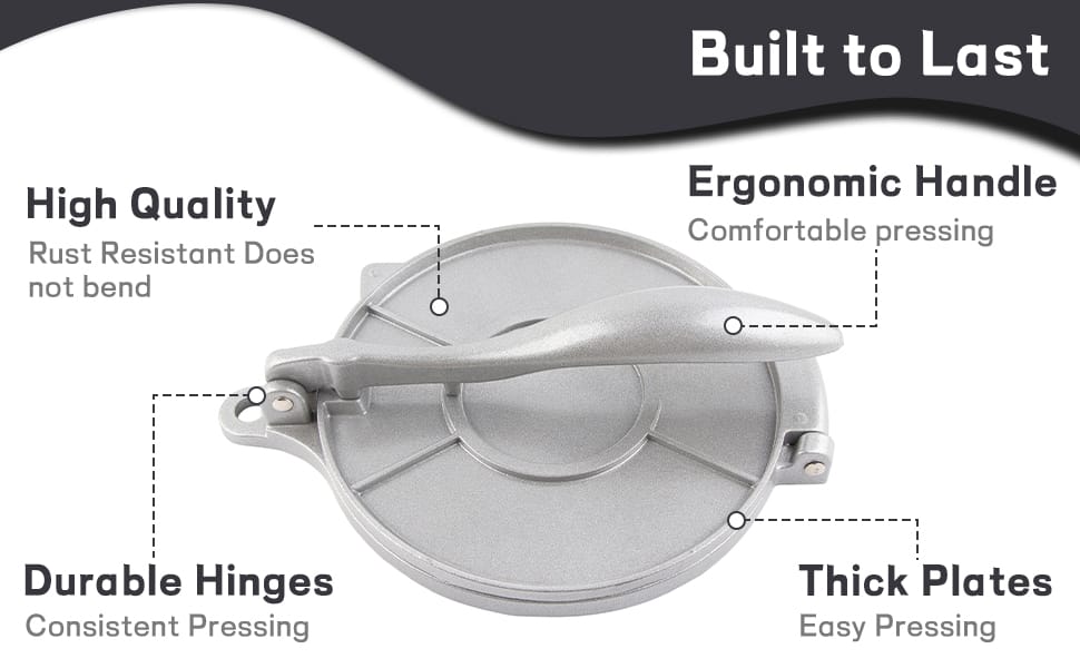 Chapati press , Tortilla Press Roti Maker,Aluminum Alloy Taco Press with Ergonomic Rotating Handle for Tortillas,Tacos,Burritos,Pizza and Dough ,Tortilla Maker Press Pan Heavy Restaurant Commerci