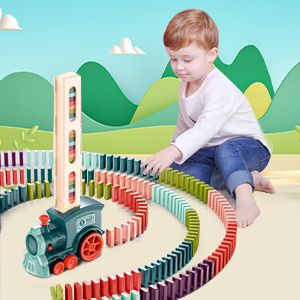 Domino Train Toys for 3 4 5 Year Old Boys Gifts, Dominoes Set Domino Blocks Train Toy Dominoes Game Birthday Gifts for 3 Year 2 3 4 5 Olds Boys Girls ChildrenDomino Train is a toy designed for