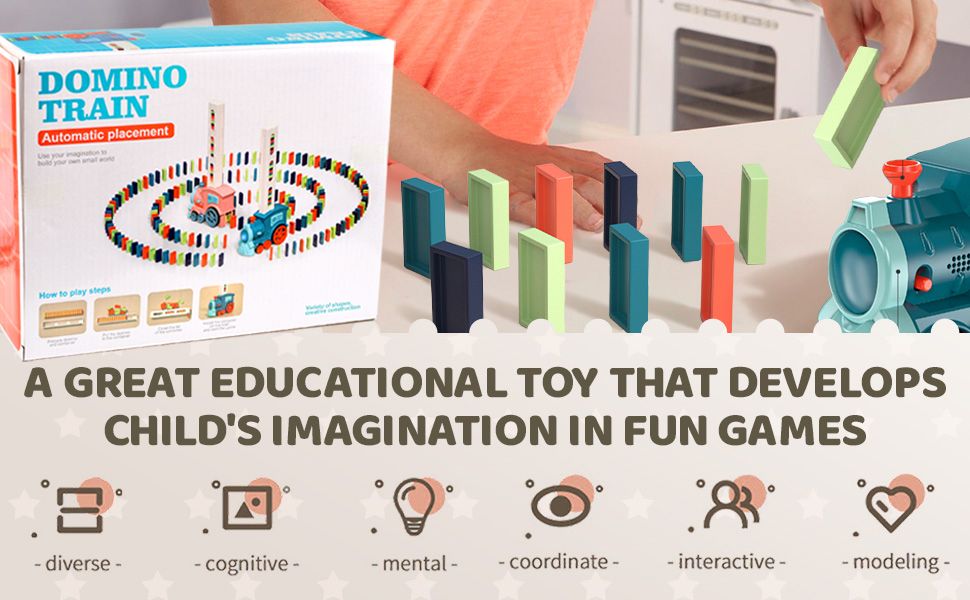 Domino Train Toys for 3 4 5 Year Old Boys Gifts, Dominoes Set Domino Blocks Train Toy Dominoes Game Birthday Gifts for 3 Year 2 3 4 5 Olds Boys Girls ChildrenDomino Train is a toy designed for
