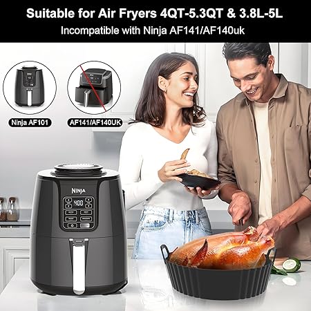 Air Fryer Silicone Liners, Silicone Air Fryer Liners Reusable 
 Air Fryer Oven Microwave Accessories, Better than Disposable Paper Liner (Gray&Black,) Air Fryer Liners