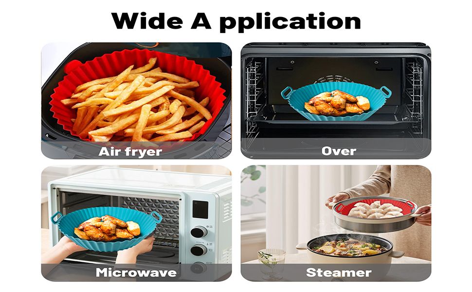 Air Fryer Silicone Liners, Silicone Air Fryer Liners Reusable 
 Air Fryer Oven Microwave Accessories, Better than Disposable Paper Liner (Gray&Black,) Air Fryer Liners
