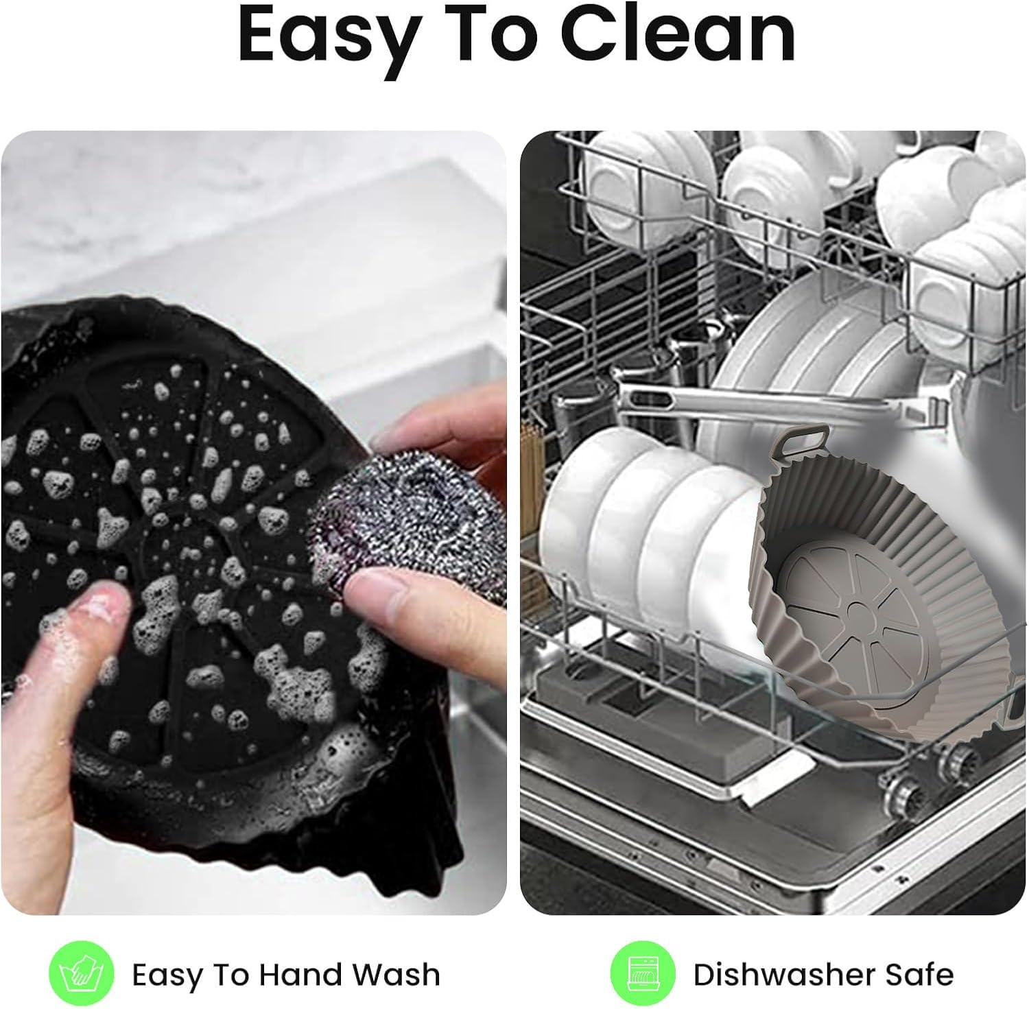 Air Fryer Silicone Liners, Silicone Air Fryer Liners Reusable 
 Air Fryer Oven Microwave Accessories, Better than Disposable Paper Liner (Gray&Black,) Air Fryer Liners