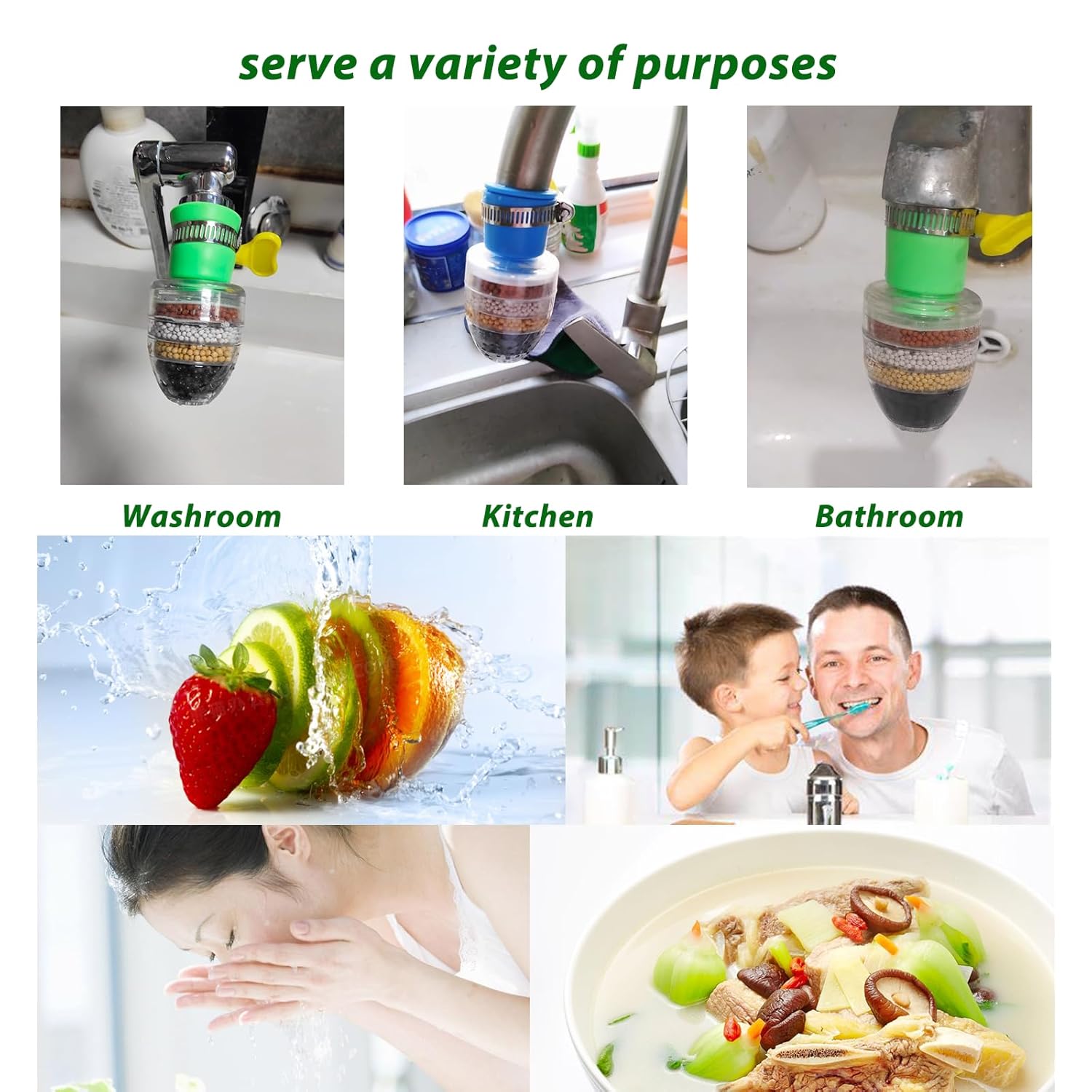 3 Pcs Faucet Water Filter,Layer Cartridge Activated Carbon Filters Water Filter Faucet, Water Filter Replacements for Sink .faucet water filter, designed to purify tap water. Water filter Faucet. atta