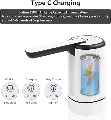 Multifunctional Water Dispenser - with 3 Main Working Modes, USB Rechargeable Battery, Foldable Design, Ideal for Home, Office, Camping, Travel