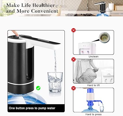 Multifunctional Water Dispenser - with 3 Main Working Modes, USB Rechargeable Battery, Foldable Design, Ideal for Home, Office, Camping, Travel