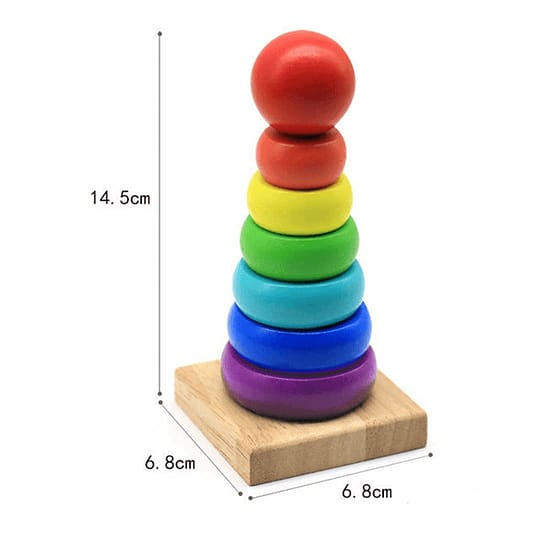 Montessori Rainbow Stacker Wooden Early Educational Toys Round Tower Colour Ring Stacking Children Toys for Kids