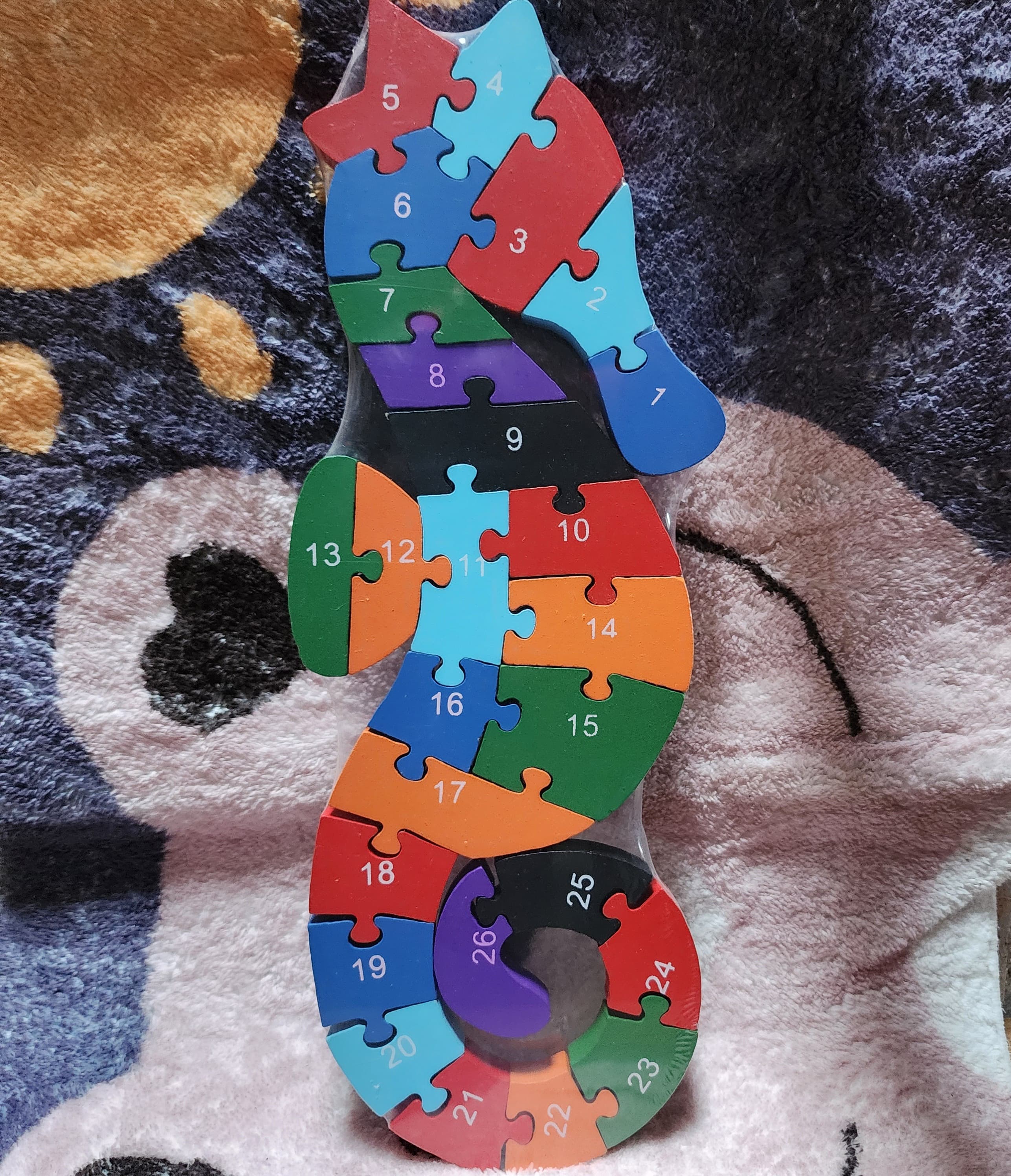 WOODEN MONTESSORI  2 IN 1 ANIMAL JIGSAW PUZZLE, ALPHABETIC AND NUMBERS JIGSAW PUZZLE