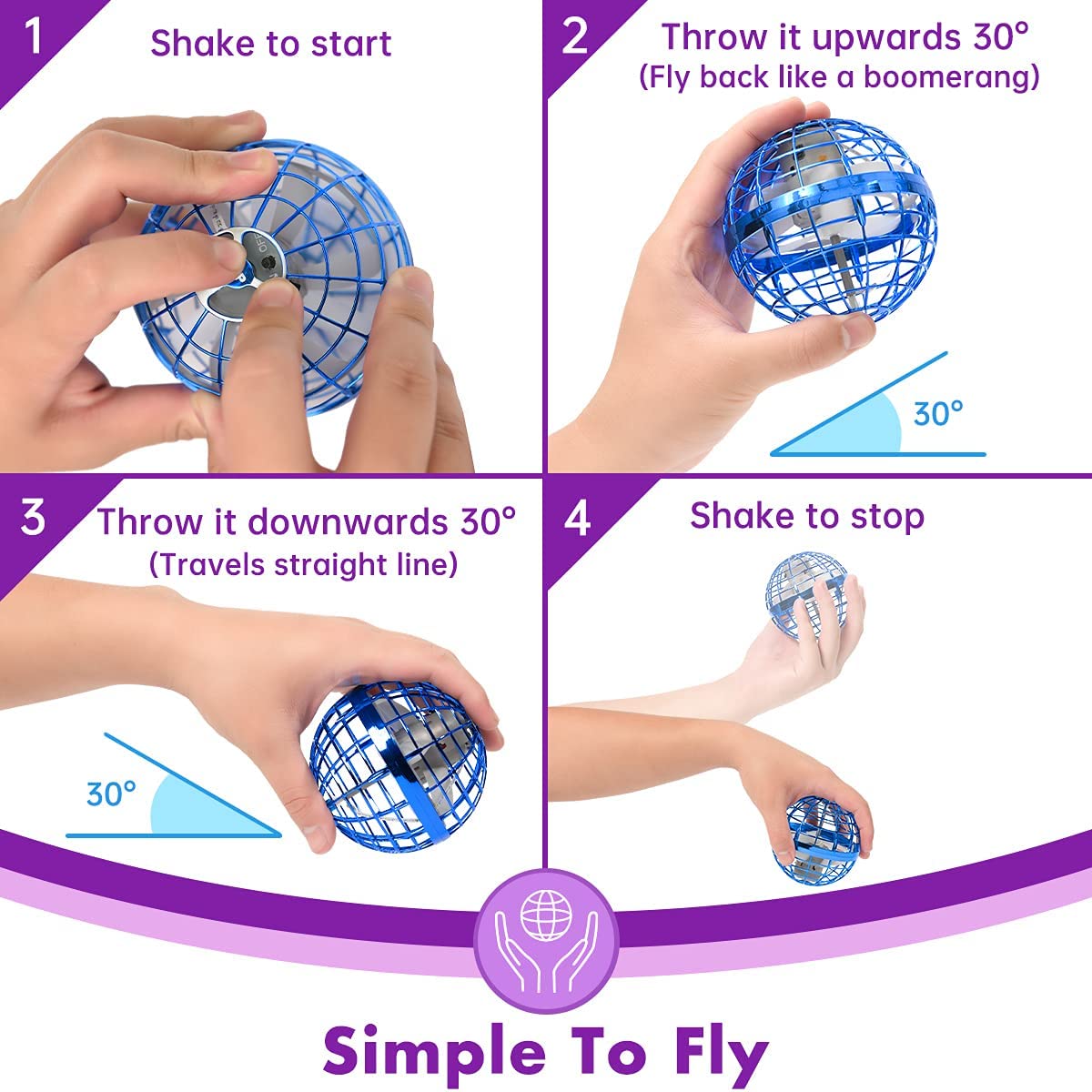 Fly nova pro, Magic Flying Spinner Boomerang Ball 360 Degree Rotating Hover Mini UFO Ball Flying Ball Sphere Toy Flying Orb, charging toy, flying ball toy