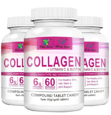 Winstown Collagen Tablets With Vitamin C + Biotin formula is designed to nourish your skin, hair, nails, and joints from the inside out-60 dietary supplements COMPOUND TABLET CANDY