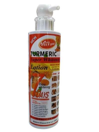 VEET GOLD Turmeric Super Whitening body lotion For Face & Body repair,Clears Knuckles ,Dark spot, Dark thighs & Anti-aging -500ml 7Days Extra Whitening Mature Essential 0il 100% Turmeric Anti-dark &
