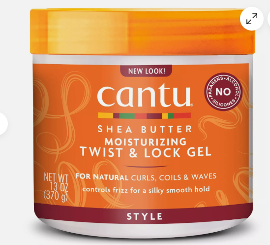 Cantu Shea Butter Moisturizing Twist & Lock Gel with Shea Butter for Natural Curls, Coils, Waxes. Cantu Twist & Lock Gel  Controls frizz for a silky smooth hold.