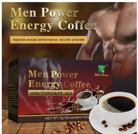 Wins Town Men Power Energy Coffee with Tongkat ali man Active instant black coffee male maca ginseng Enhance Libido Erection Circulation MEN POWER ENERGY Coffee GIVES YOU INSTANT POWER AND STAMINA