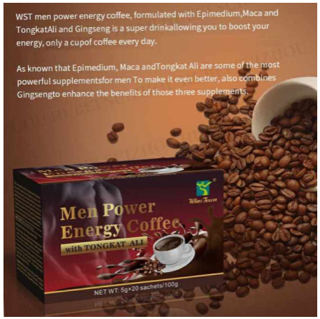Wins Town Men Power Energy Coffee with Tongkat ali man Active instant black coffee male maca ginseng Enhance Libido Erection Circulation MEN POWER ENERGY Coffee GIVES YOU INSTANT POWER AND STAMINA