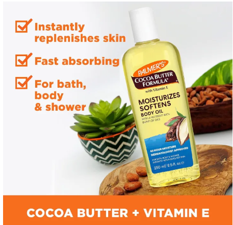 Palmers Cocoa Butter Formula Daily Skin Therapy & Cocoa Butter Moisturizing Body Oil with Vitamin E, Glow Skin Hydration Palmer's lnstant Absorption Bath Body and Shower,
