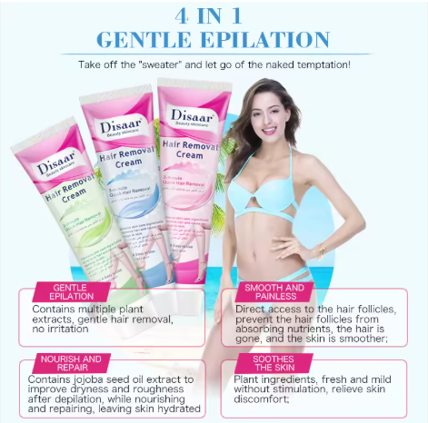Disaar Hair Removal Cream Gentle & Painless removal for smooth skin ✅ Suitable for legs, arms, underarms, and bikini area Hair Remover Easy  Hair Smooth Removal Cream