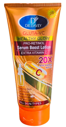 Dr. Davey Gluta-VC Healthy Glow PRO-RETINOL Serum Boost Lotion with Extra Vitamin C + Dr. Davey Pure Papaya Glow body Oil 48HR Lightening Super Moisturizing Even Skin Body Oil