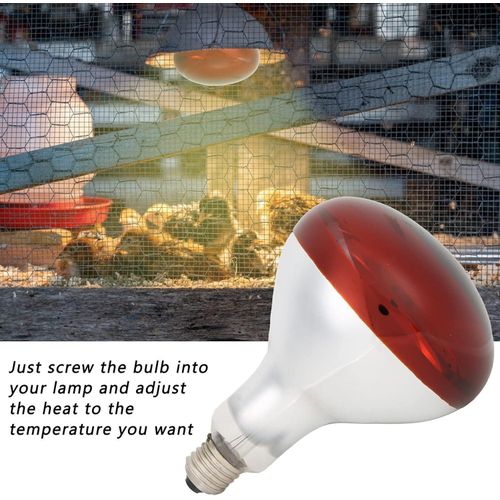Red Infrared chicken bulb, Heat Lamp for Chickens Coop Brooder and Reptile Heat Bulb 220 Volts Infrared Red Light
