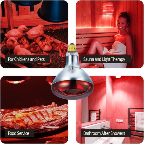Red Infrared chicken bulb, Heat Lamp for Chickens Coop Brooder and Reptile Heat Bulb 220 Volts Infrared Red Light