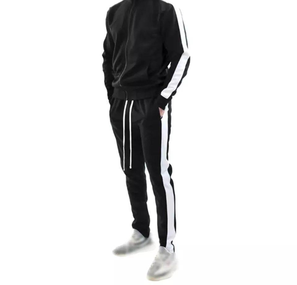 Truck suit for men, two-piece outfits, Custom Side Stripes sports Sweatsuit 2 piece Jogger Set Patchwork Track Suit Training Tracksuit for men