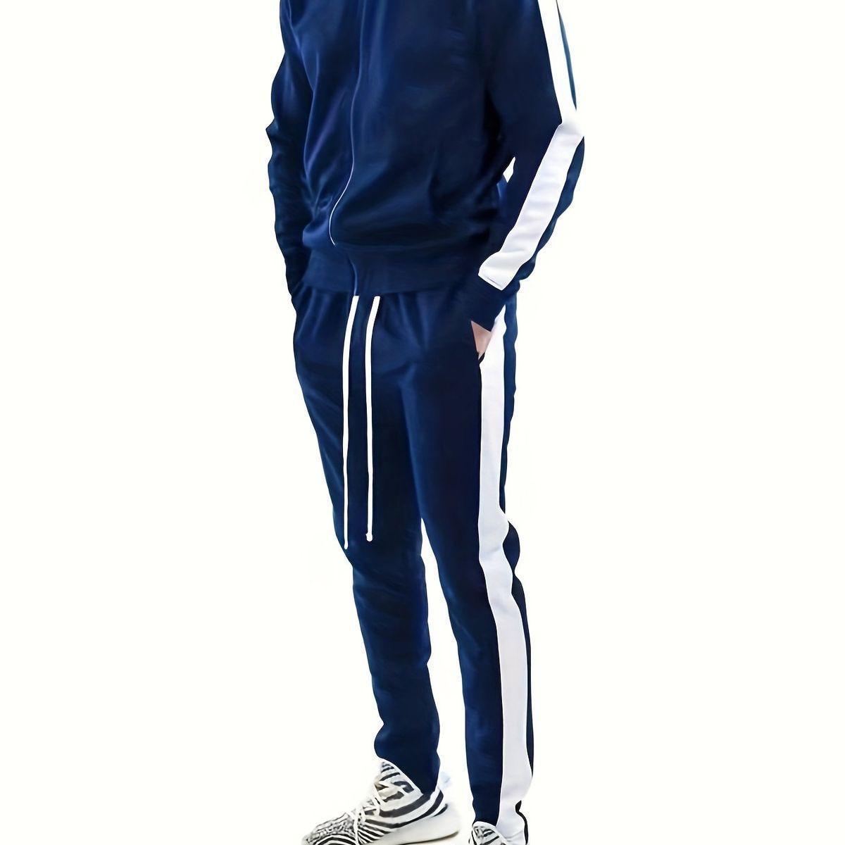 Truck suit for men, two-piece outfits, Custom Side Stripes sports Sweatsuit 2 piece Jogger Set Patchwork Track Suit Training Tracksuit for men