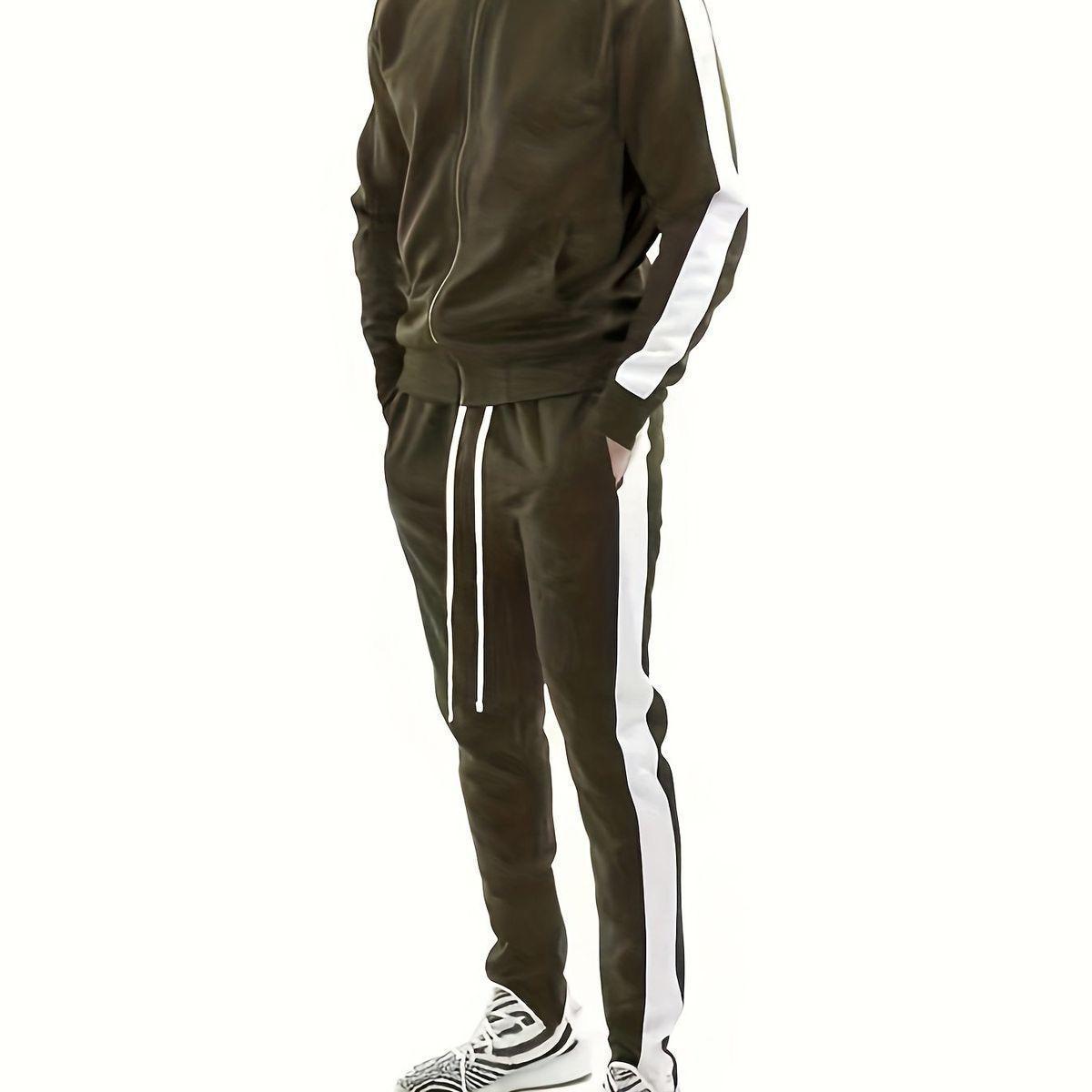 Truck suit for men, two-piece outfits, Custom Side Stripes sports Sweatsuit 2 piece Jogger Set Patchwork Track Suit Training Tracksuit for men
