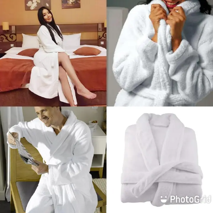 Bathrobes Long Shawl Collar Plush Robe Unisex bathroom accessories Soft & cozy Wrap Over Style With Detachable Outer Belt Hanging Loop Soft Touch