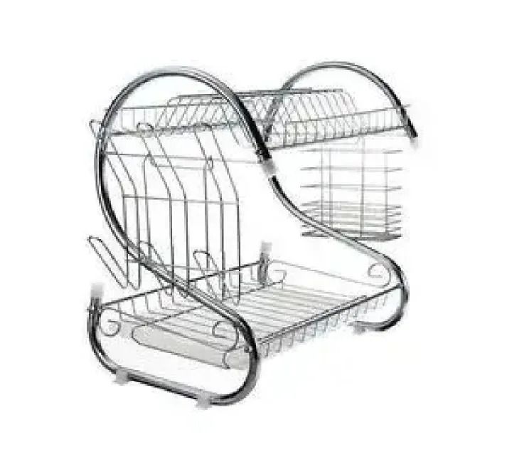 2 layer stainless steel dish rack 2 tier kitchen utensil organizer with cutlery holder and glass/cup holder