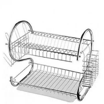 2 layer stainless steel dish rack 2 tier kitchen utensil organizer with cutlery holder and glass/cup holder