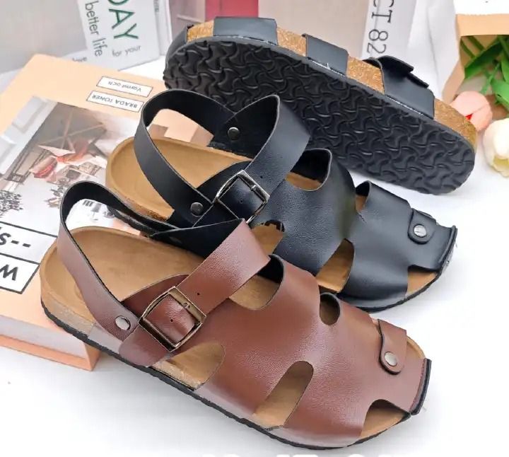 High-quality men's leather sandals and open shoes. Jesus sandals