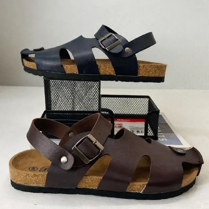 High-quality men's leather sandals and open shoes. Jesus sandals