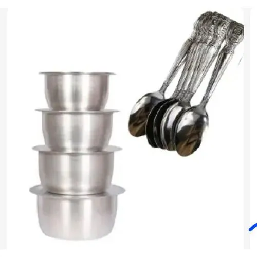 4PCS Cooking Pots (14–30CM, No Lids) with 12 FREE SPOONS – Durable Metal Cookware Set for Your Kitchen.