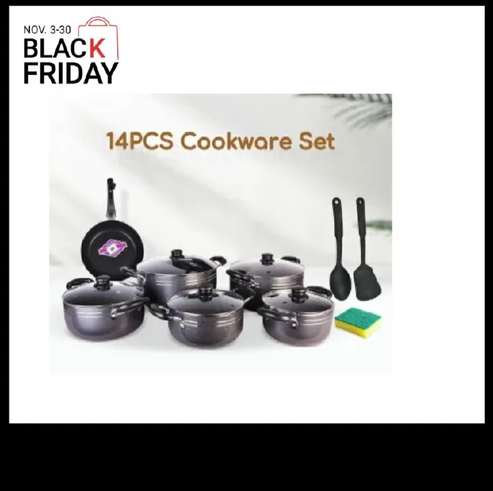 TC 14PCS Nonstick Cookware Set Cooking Pots Sufuria (20/22/24/28/30cm Pots +26cm frying pan)