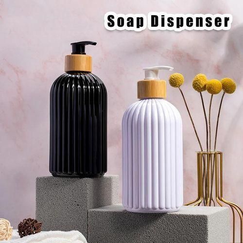 500ml Refillable Soap Dispenser with Bamboo Pump – Shampoo, Conditioner, Lotion & Body Wash Bottle for Bathroom