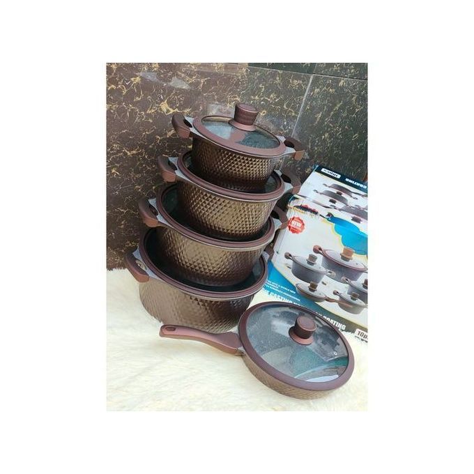 TC 10PCS High Quality Granite Die-Cast Non Stick Sufuria Cookware Set Cooking Pots