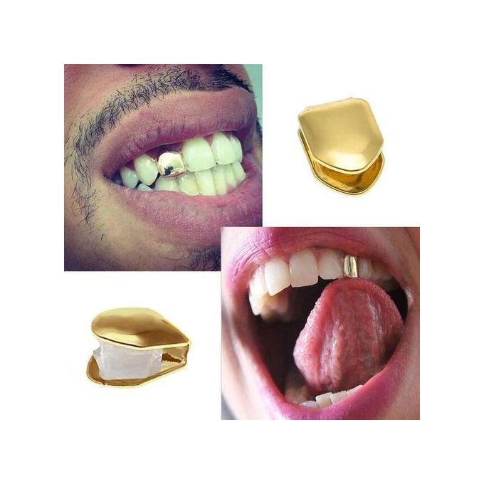 Gold Trendy Rock Rapper Hip Hop Grillz Caps Mold Top & Bottom Grill Body Jewelry Single Teeth