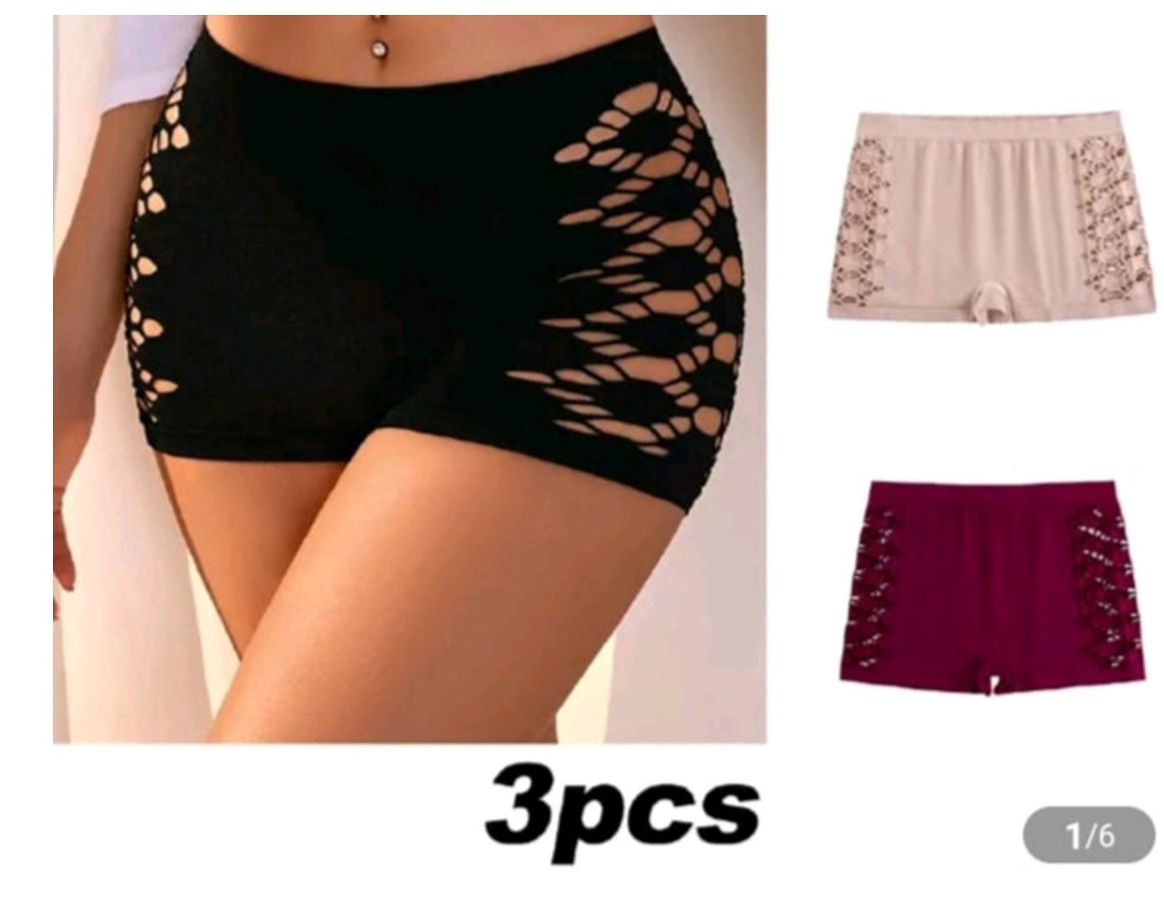 3Pcs/Set Cut Out Boyshort Panties Soft Comfortable Stretch Panties Women Lingerie Underwear (Assorted Colors