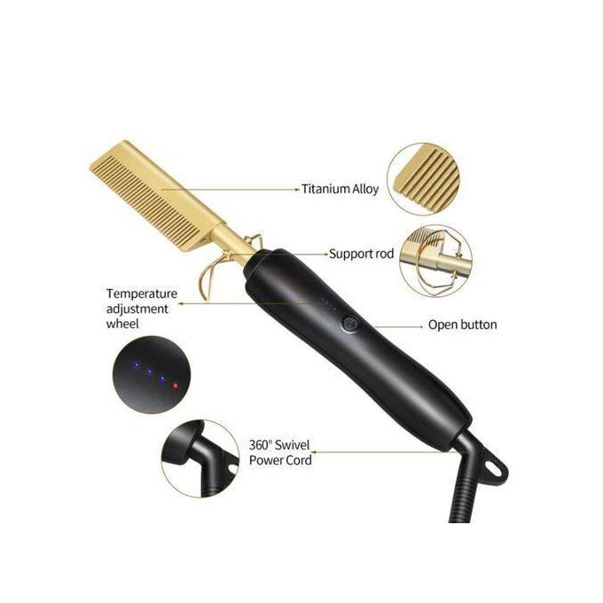 2 in 1 Hot Comb Straightener Electric Hair Straightener Hair Curler Wet Dry Use Hair Flat Irons Hot Heating Comb For Hair