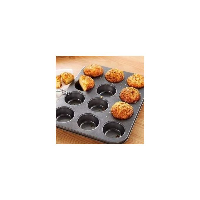 12 Holes Nonstick Cup Cake Baking Tins + FREE Bread Baking Tin