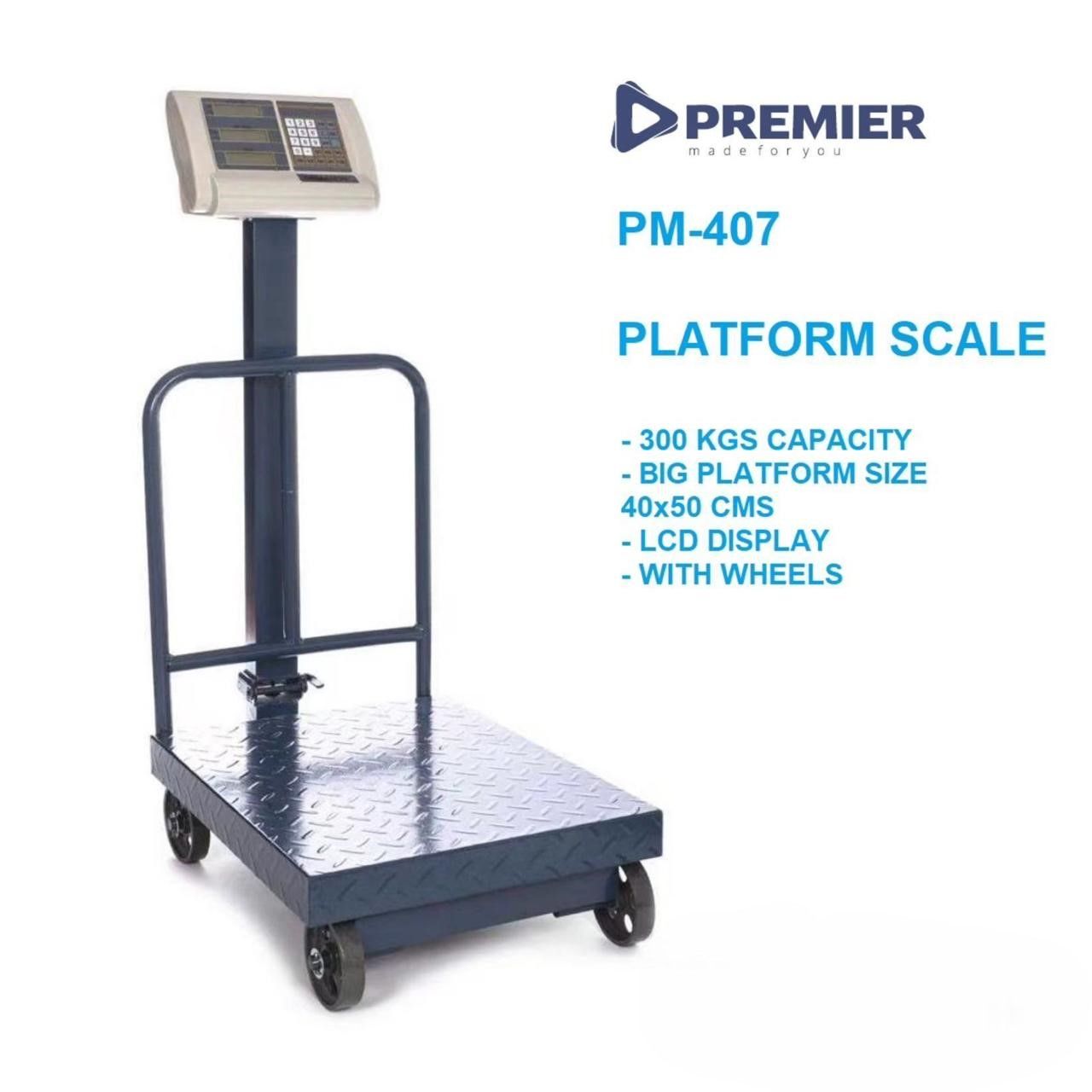 PM407 300kg Digital Platform WEIGHING MACHINE /SCALE HEAVY DUTY, Big Platform Size, LCD Display , With Wheels