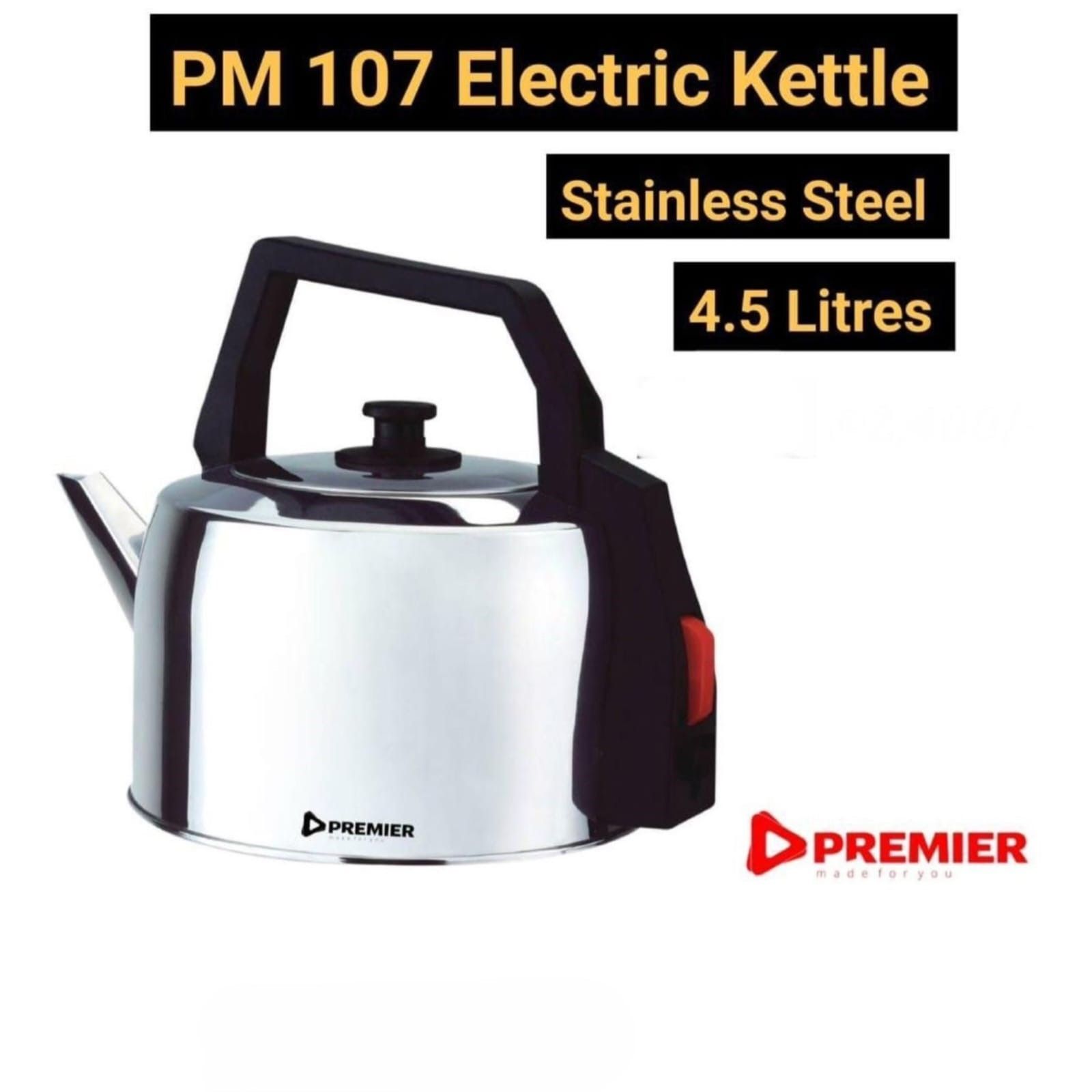 Premier 4.5L electric kettle kitchen appliances detachable power cord boil dry protection over heat protection auto / manual switch off fast boiling with high power heater Low Silver 4.5 L