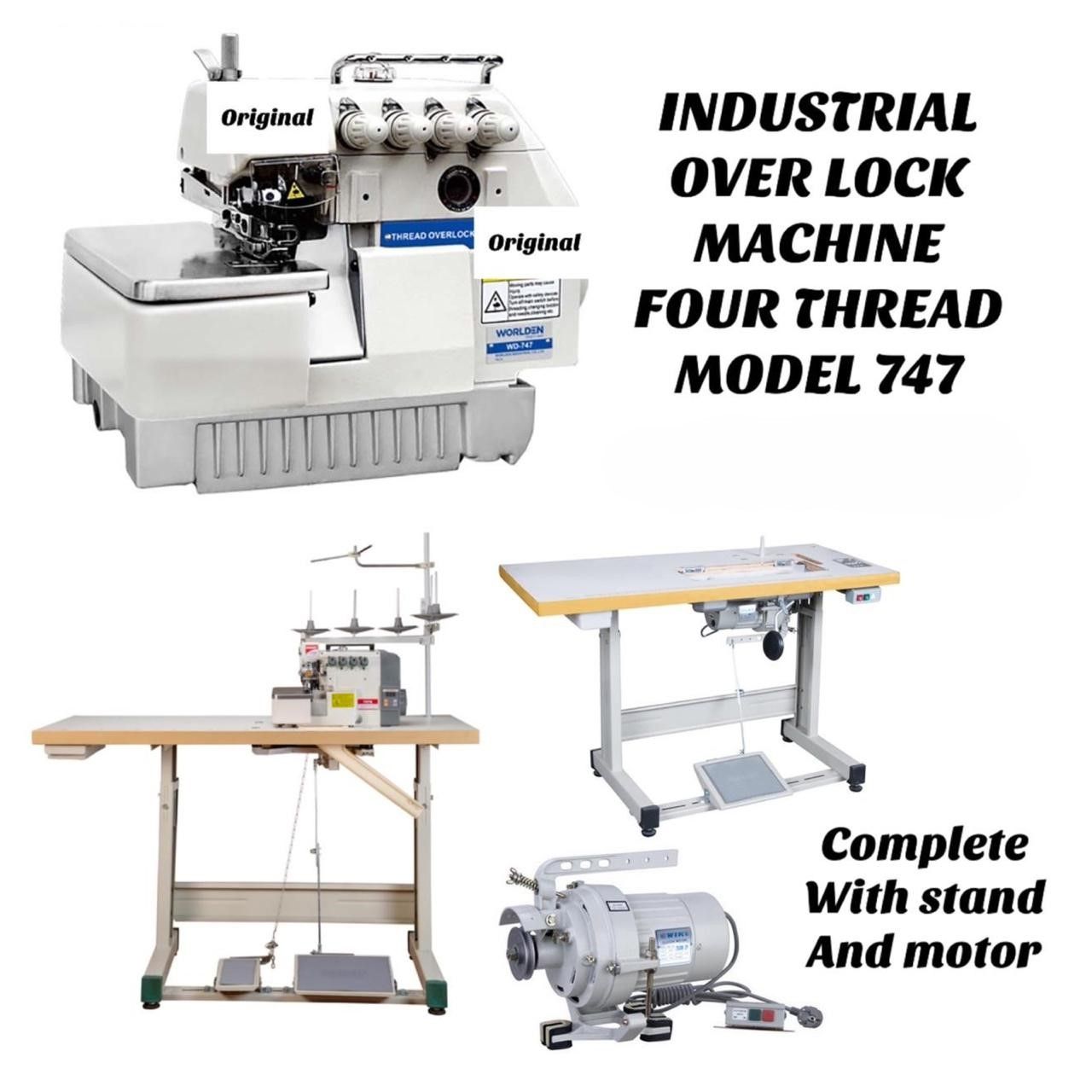 Industrial Over Lock Machine Four Thread Model 747 Complete With Stand And Motor