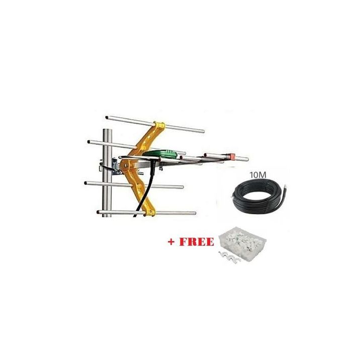 Digital TV Aerial + 10mtr Cable + Free Cable Clips