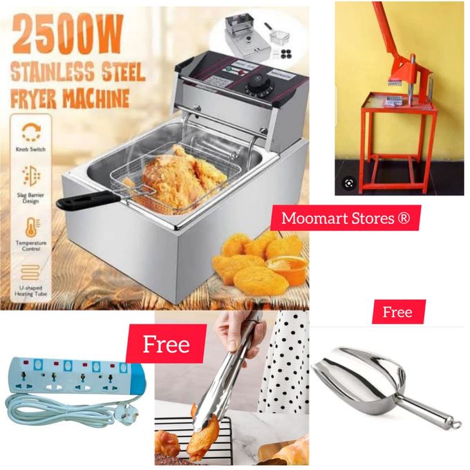 Nunix POWERFUL Electric Deep FRYER + FREE EXT.SOCKET,CHIPS CUTTER,SCOOPER+FOOD TONGS