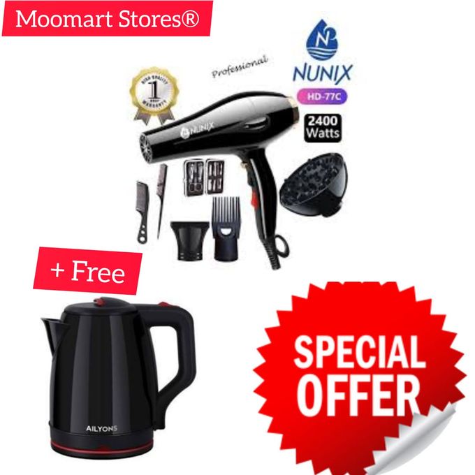 Nunix 2400W Pro Hair Blow Dry +AccessorieS+2.2 AILYONS KETTLE