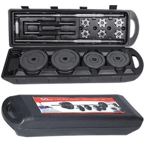 50KG Dumbbells & Barbell Set with Chrome Bars | Home Gym Strength Training Weights