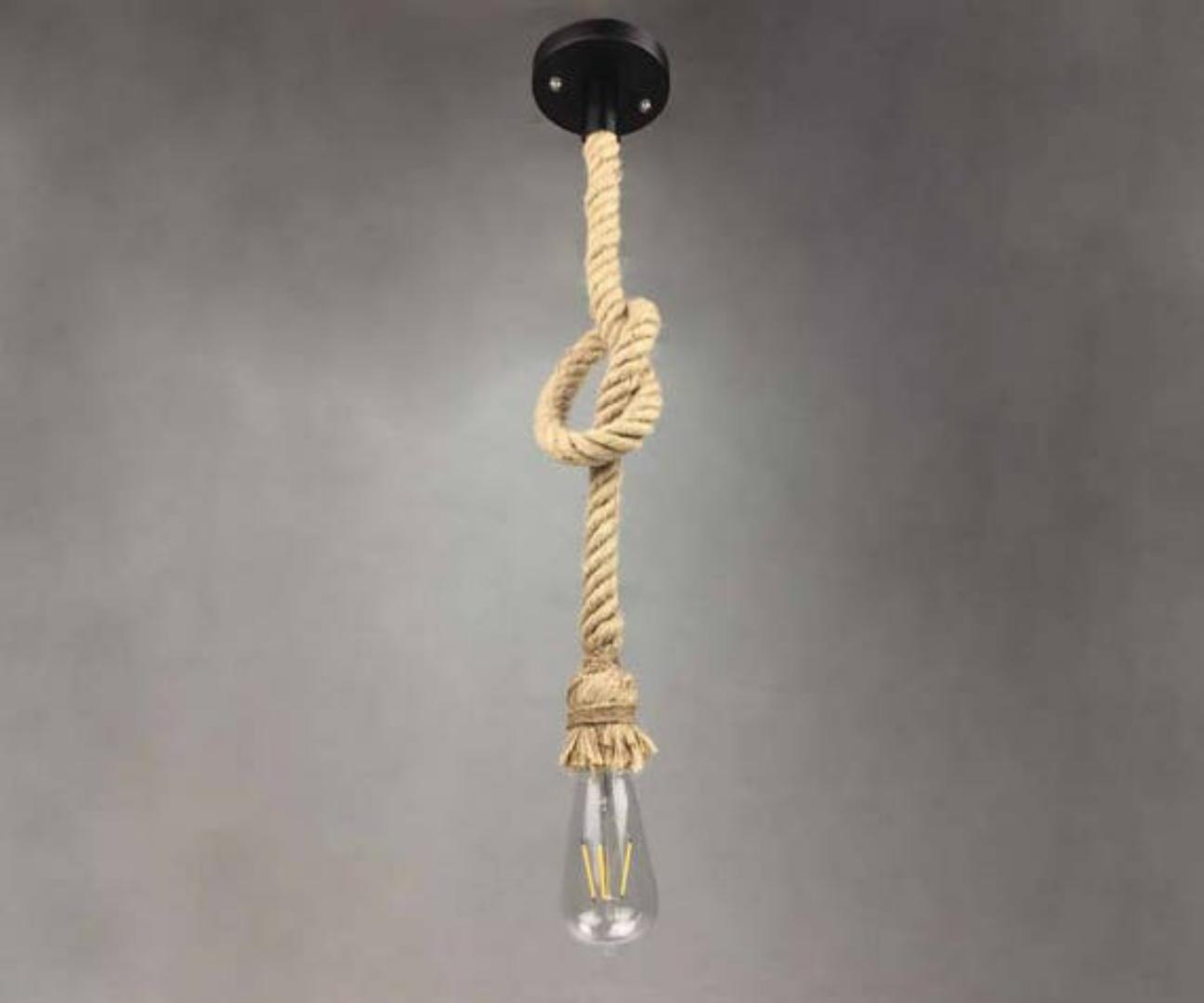 One Bulb Rope Sisal Pendant Light Chandelier