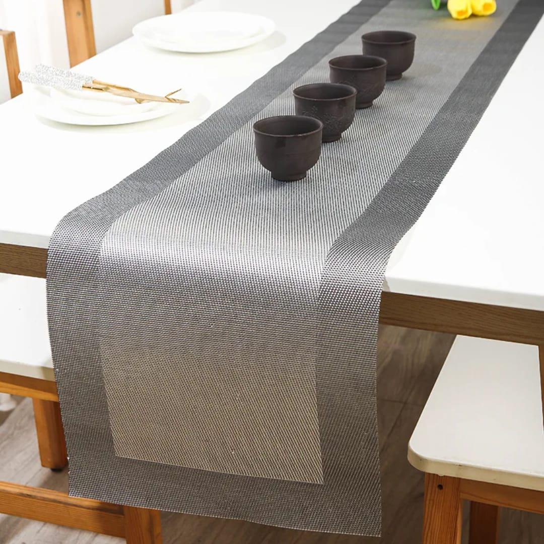 Grey 7 pieces Waterproof PVC Table Set 1 Waterproof PVC Table Runner 6 PVC Waterproof Table Mats