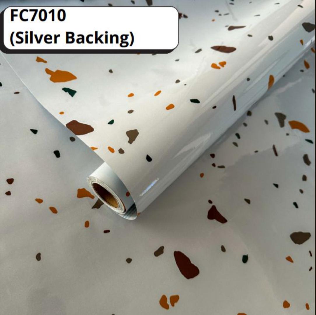 GLOSSY/SHINY Terrazzo ORANGE Finish Peel And Stick Self Adhesive Waterproof Wallpaper Contact Paper Marble Contact Paper